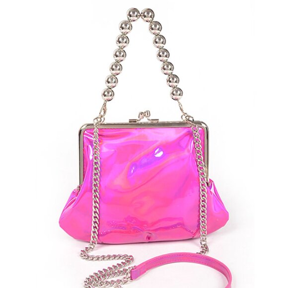 BNWT Brand New Holographic Ball Chain Top Handle ClutchBag Crossbody Bag - Picture 1 of 7